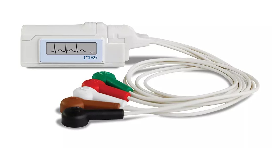 a holter monitor with connecting colored leads